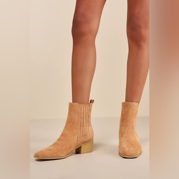 Lulus Shoes - Lulu's NIB Thatcher Almond Vegan Suede Ankle Boots